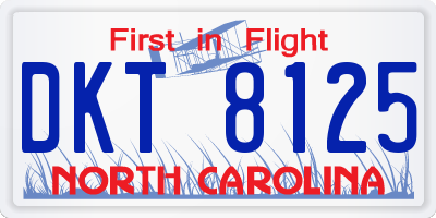 NC license plate DKT8125