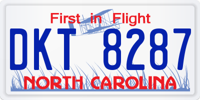 NC license plate DKT8287