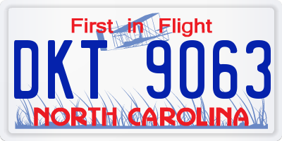 NC license plate DKT9063