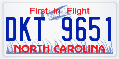 NC license plate DKT9651