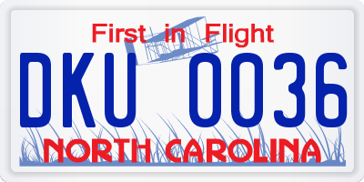 NC license plate DKU0036