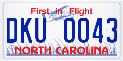 NC license plate DKU0043