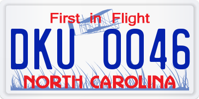 NC license plate DKU0046