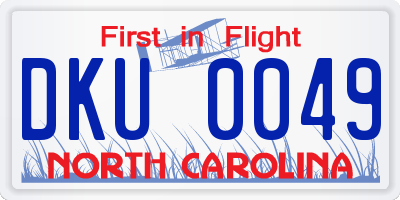 NC license plate DKU0049