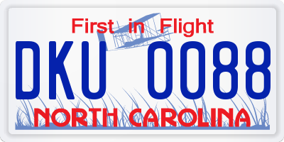 NC license plate DKU0088