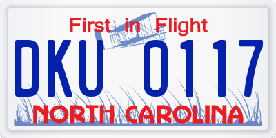 NC license plate DKU0117