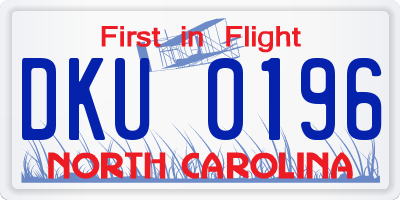 NC license plate DKU0196