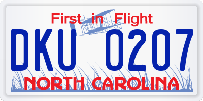 NC license plate DKU0207