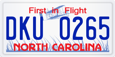 NC license plate DKU0265
