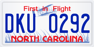 NC license plate DKU0292