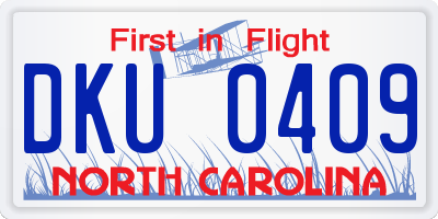 NC license plate DKU0409