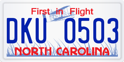 NC license plate DKU0503