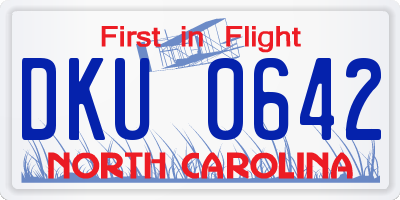 NC license plate DKU0642