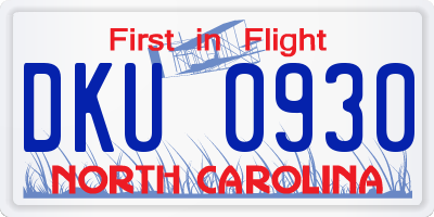 NC license plate DKU0930