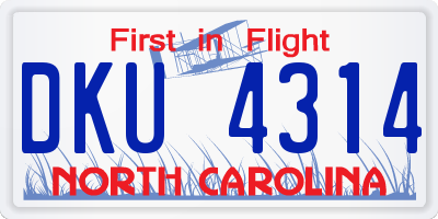 NC license plate DKU4314
