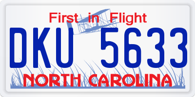 NC license plate DKU5633