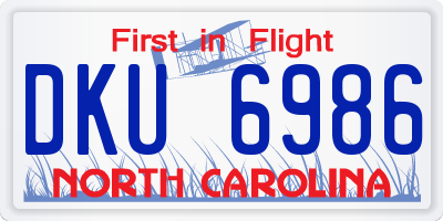 NC license plate DKU6986