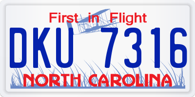 NC license plate DKU7316