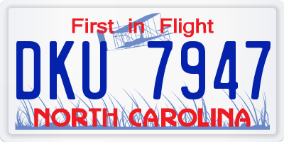 NC license plate DKU7947