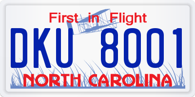 NC license plate DKU8001