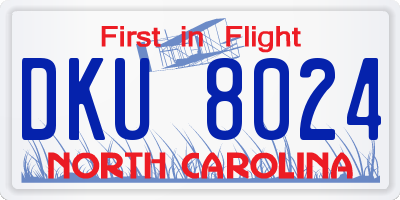 NC license plate DKU8024