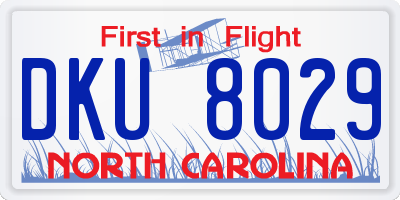 NC license plate DKU8029