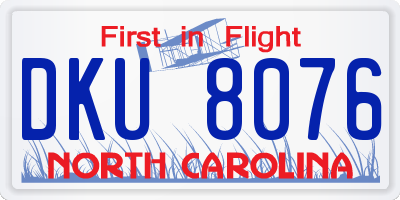 NC license plate DKU8076