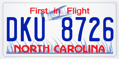 NC license plate DKU8726