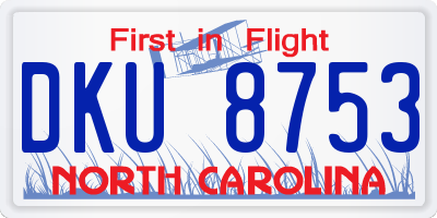 NC license plate DKU8753