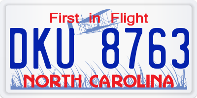 NC license plate DKU8763
