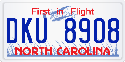 NC license plate DKU8908