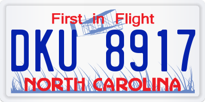 NC license plate DKU8917