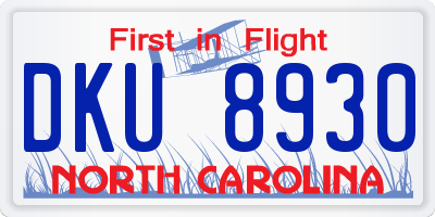 NC license plate DKU8930
