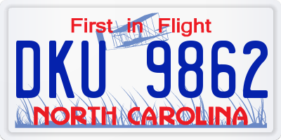 NC license plate DKU9862