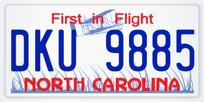 NC license plate DKU9885
