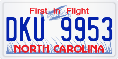NC license plate DKU9953