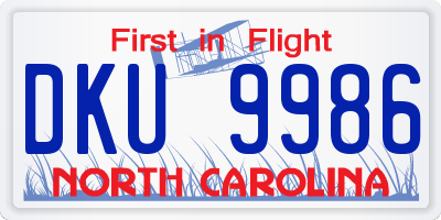 NC license plate DKU9986