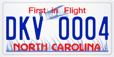NC license plate DKV0004