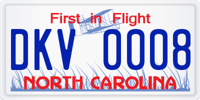 NC license plate DKV0008