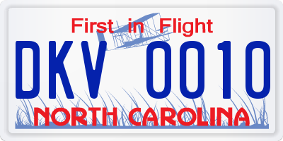 NC license plate DKV0010