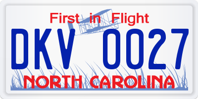 NC license plate DKV0027