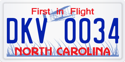 NC license plate DKV0034