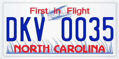 NC license plate DKV0035