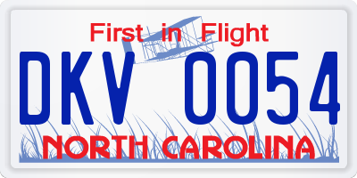 NC license plate DKV0054