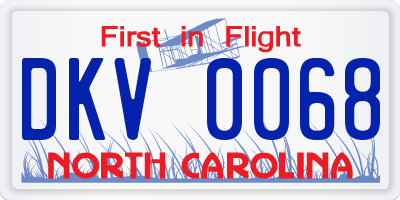 NC license plate DKV0068