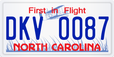 NC license plate DKV0087