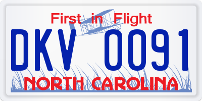 NC license plate DKV0091