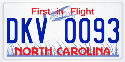 NC license plate DKV0093
