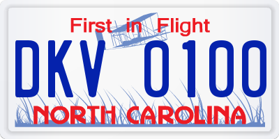 NC license plate DKV0100