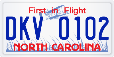 NC license plate DKV0102